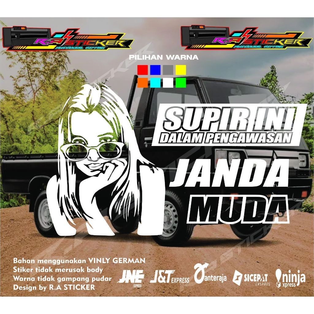 STIKER KACA SAMPING PICK UP ALL TIPE STIKER CUTTING SOPIR INI DALAM PENGAWASAN JANDA MUDA STIKER TER