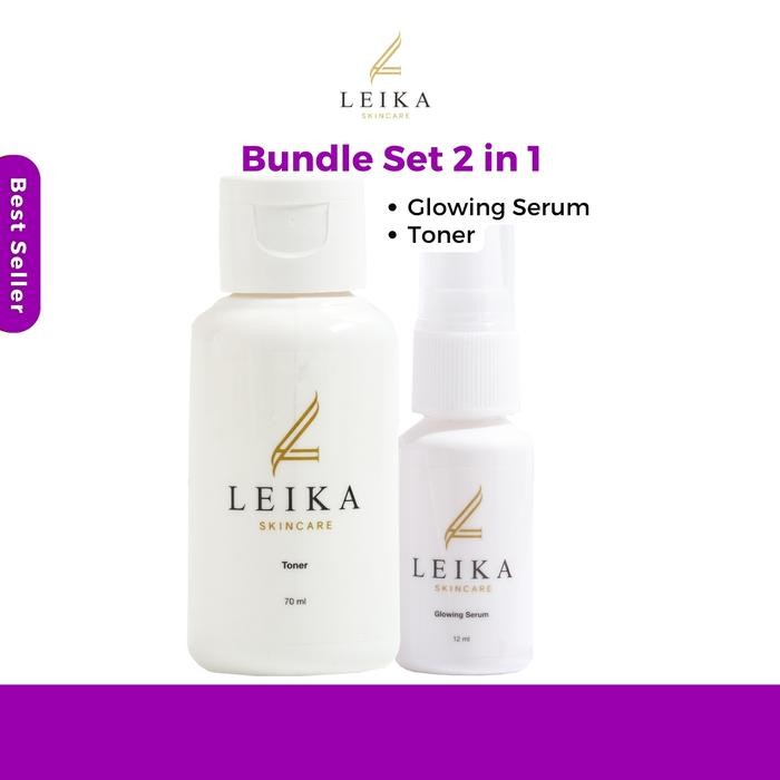 PAKET BUNDLE 2 IN 1 | Leika Skincare 2 in 1 Glowing Serum & Toner Leika Skin Care Resmi BPOM