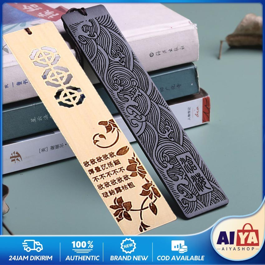 

Pembatas Buku Kayu Gaya Cina Retro Wooden Bookmark Book Mark