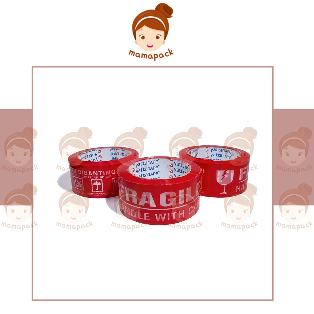 

Lakban Yatta Tape Fragile 48mm x 90 Yard Original Pabrik – Warna Putih & Merah – Daya Rekat Tinggi