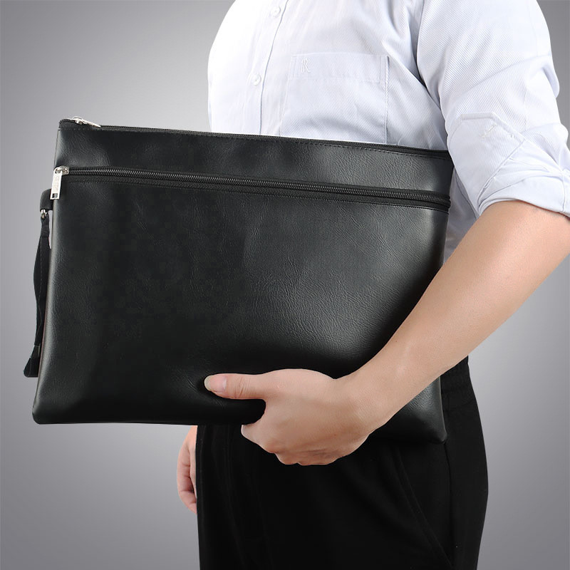 

Premium PU Leather Document Bag A4 A5 Zipper File Bag For Document Storage Waterproof Portable Men's Business Tote Bag