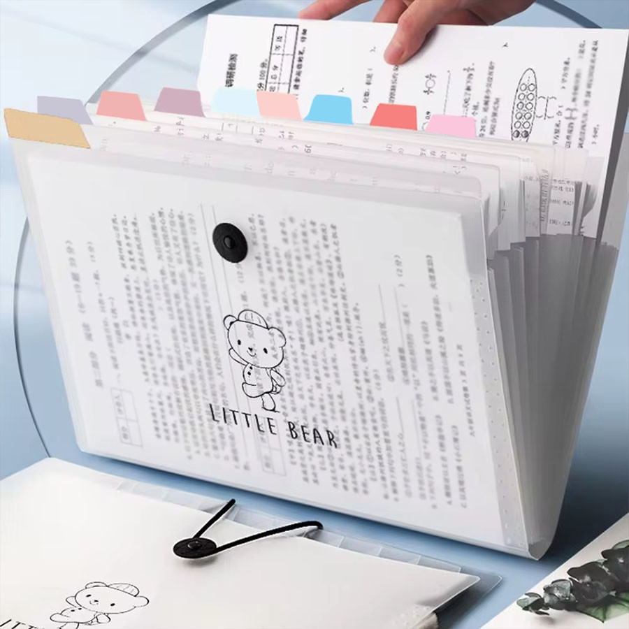 

8/12 A4 File Accordion Folder Organizer Transparent A4 Document Bag Test Paper Storage Waterproof Folder for School Office