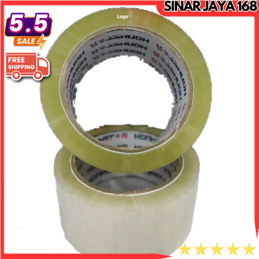 

Honhstar Opp Tape Lakban Bening Lakban Coklat 48mmx90yr MURAH - Bening