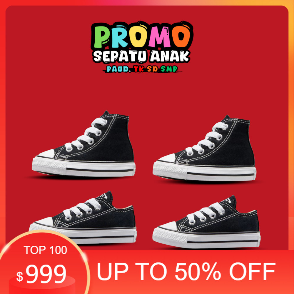 Sepatu Converse All Star Anak - Hitam | Sepatu Sekolah TK, SD, SMP - Sneaker Casual Anak Laki-Laki &