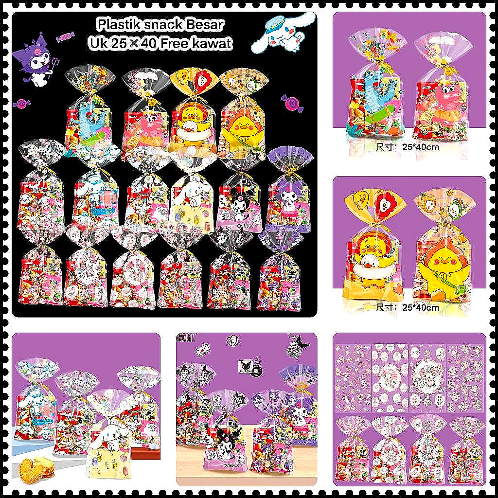 

(Isi 10Pcs) Plastik Snack Ulang Tahun (ultah) ukuran 25x40cm Plastik bingkisan snack Karakter Kartun Plastik Opp Plastik ulta Snack