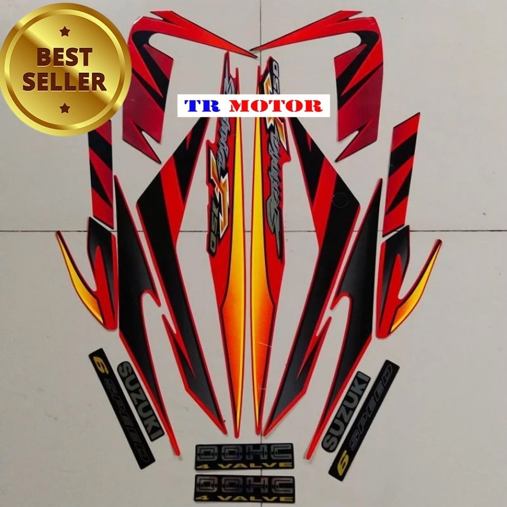 Striping stiker polet Suzuki Satria fu f 150 2007 2008 merah hitam list motor thailand berkualitas