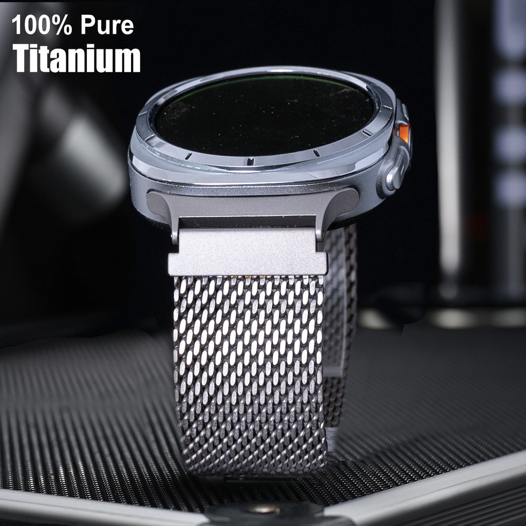 VWAR 100% Titanium Milanese Loop Strap Band for Samsung Galaxy Watch 7 Ultra Titanium Alloy Bracelet