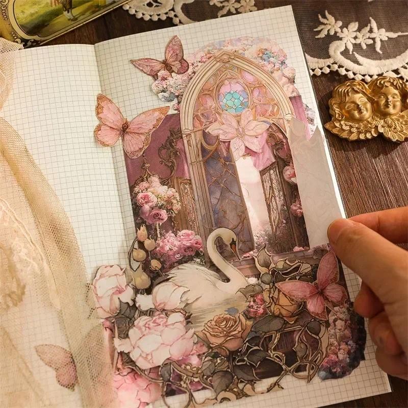 

60Sheets Material Paper Type Base Colored Retro Window Notebooks Decoration Writing Background Pads Scrapbook 172*115mm