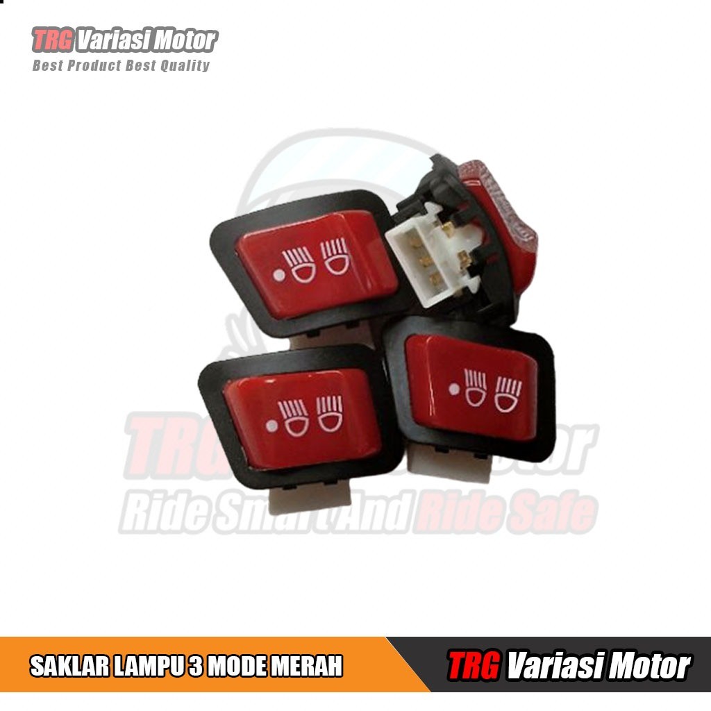 Saklar Lampu Motor 3 Mode 3 pin Merah Saklar Dim Beat Fi Vario Scoopy Blade Revo Universal