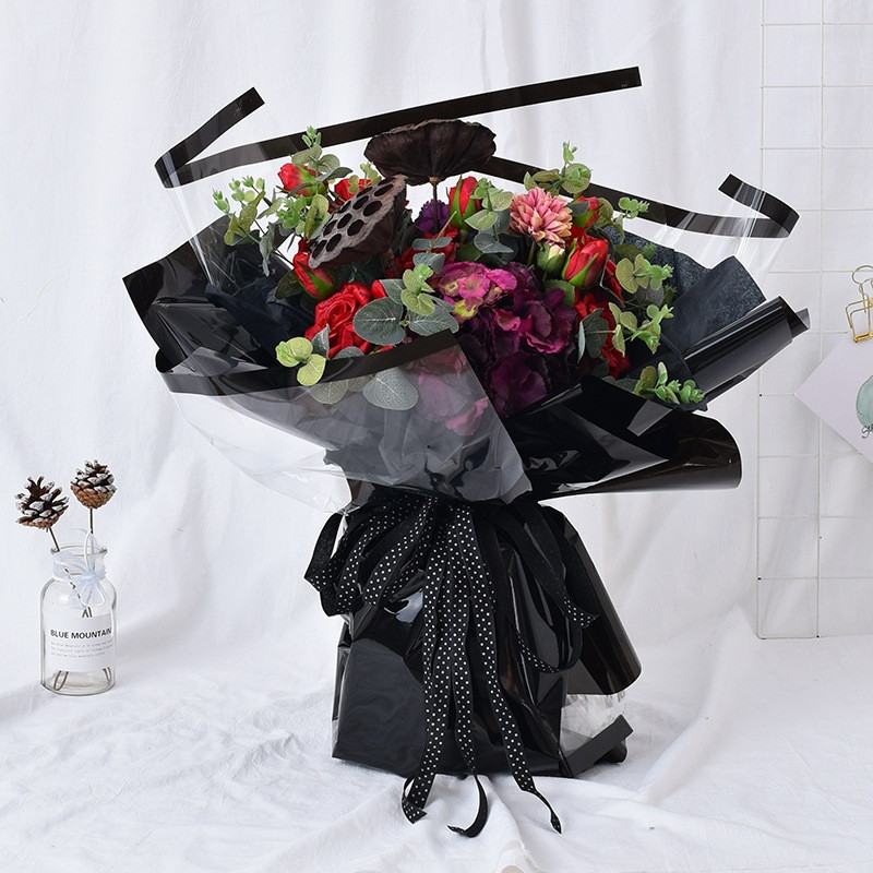 

20 LEMBAR Flower Wrapping Paper Color Frame Transparan List Waterproof Kertas Buket Cellophane KB115