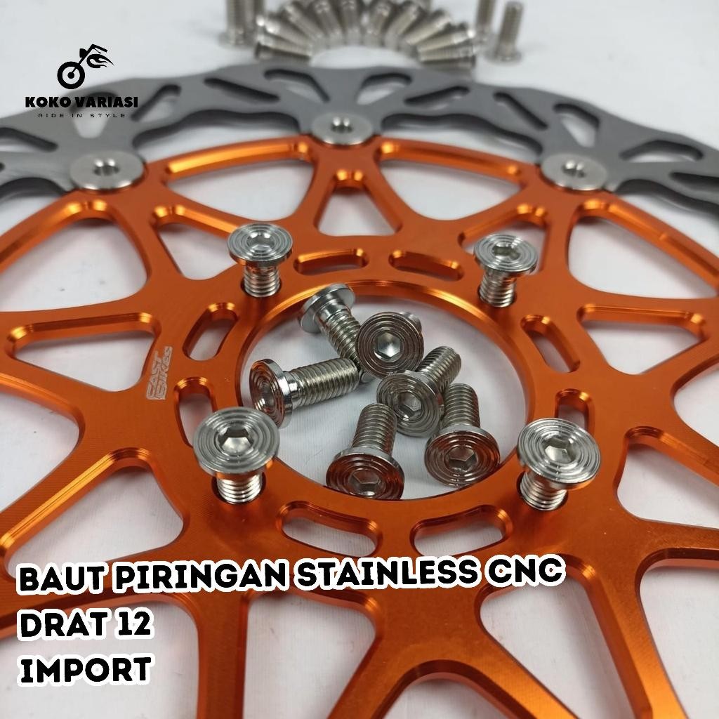 BAUT PIRINGAN STAINLESS BAUT DISC STAINLESS SS DRAT 12 BAUT DISC CAKRAM CNC BAUT PIRINGAN CAKRAM