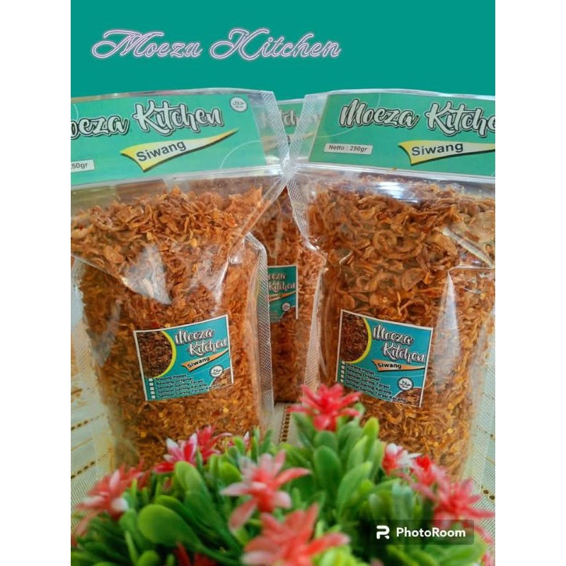 

Bawang goreng moeza kitchen khas cirebon kemasan standing pouch 250gram