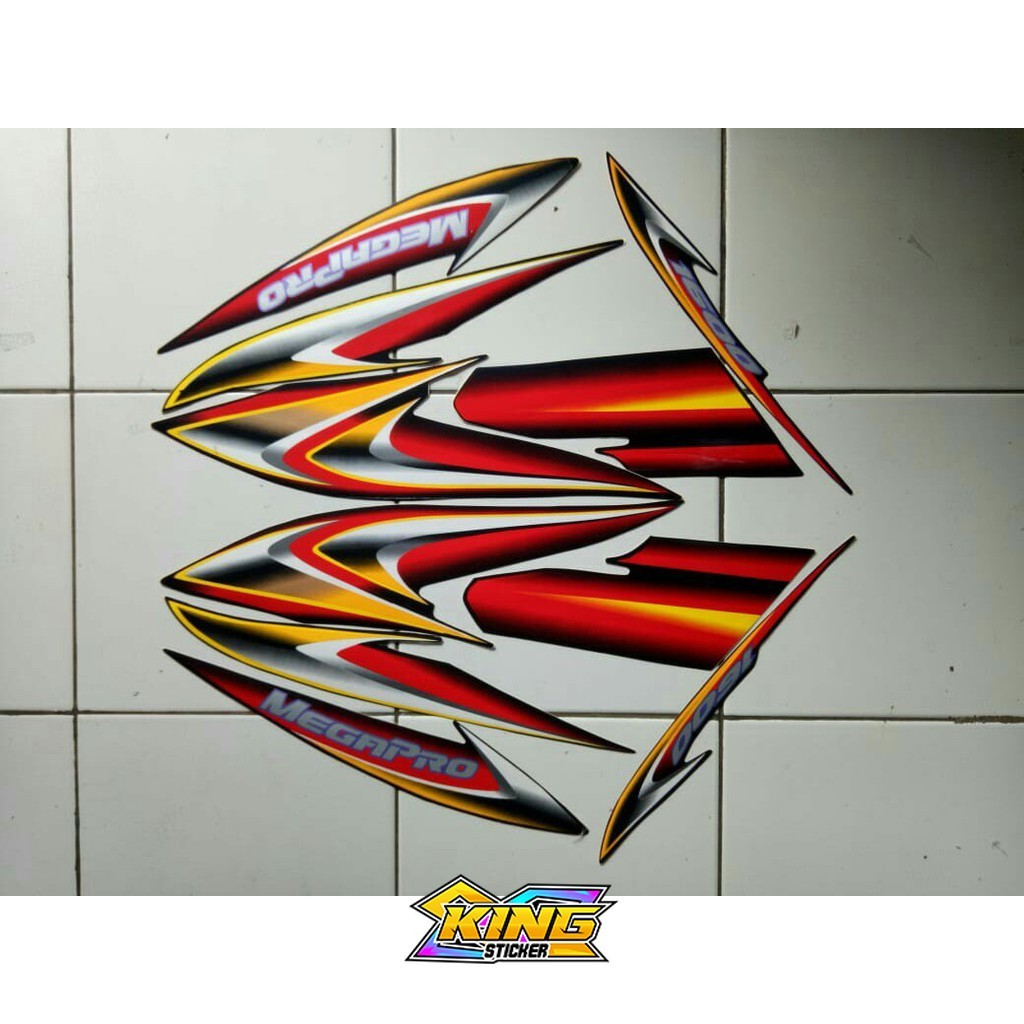 stiker striping lis body motor honda mega pro 2006 hitam merah