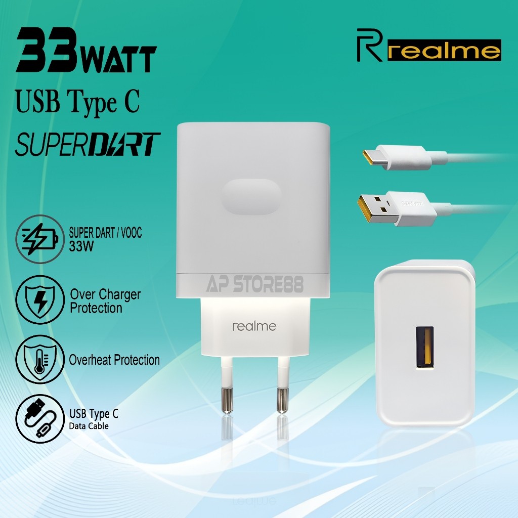 Charger Casan Realme 33Watt Original Super Dart Vooc USB Type C