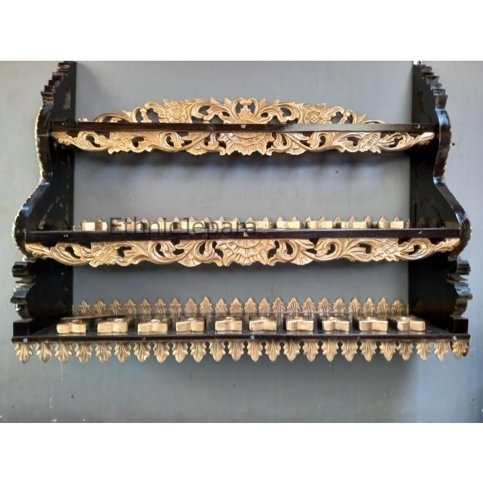 

jagrak Pusaka isi 20 tempel dinding finishing black gold Kayu Jati Termurah Seindonesia EJ32423