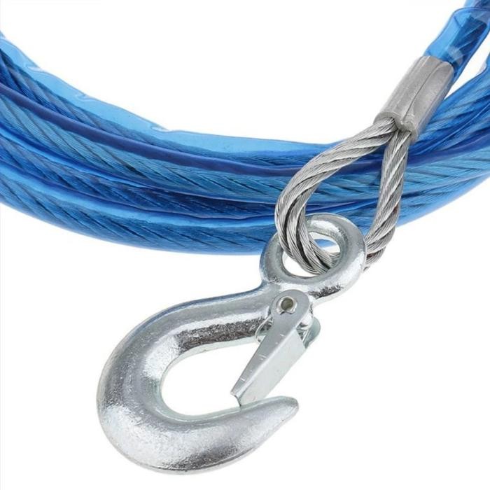 5 Ton Tali Derek Mobil 4 M M10 Tali Penarik Mobil Kawat Sling Baja Hook Emergency Tow Rope - Tali De