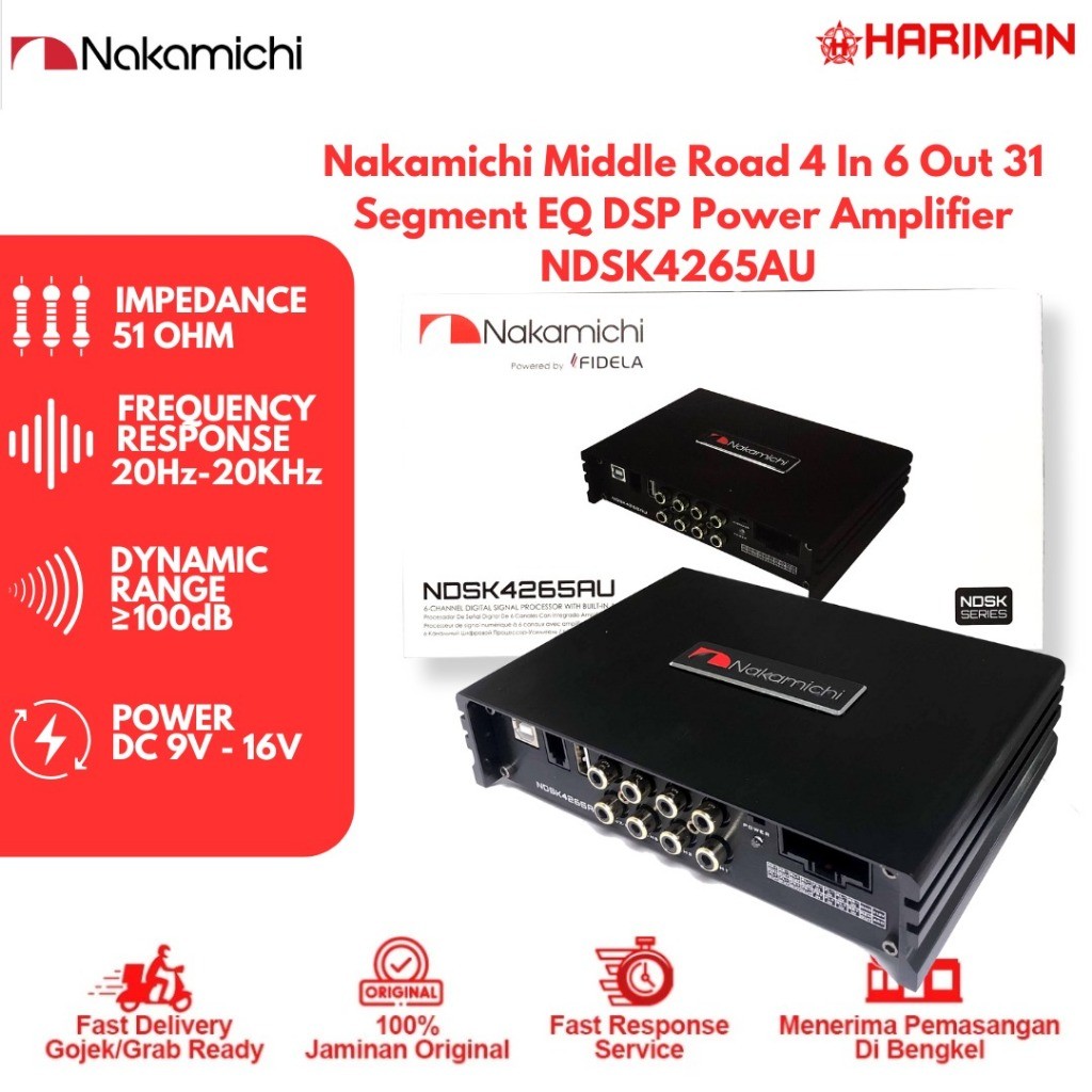 Processor Nakamichi NDSK 4265AU - 6 Channels 2 IN 6 OUT 15 Band EQ DSP Amplifier Mobil