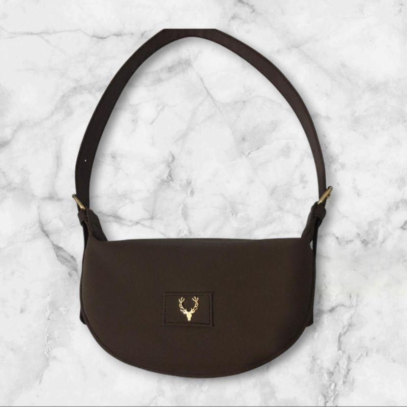 【nina Hobo Bag】MOCO FASION Tas Selempang Wanita Crybaby Bag Charm Bulu Half HOBO Sling Bag 1120