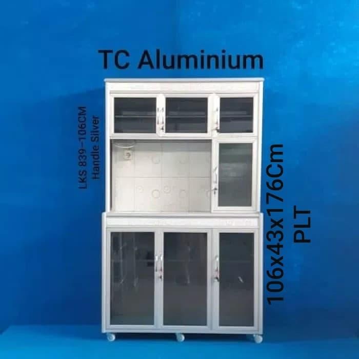 Lemari Piring Super Keramik 3 Pintu Gendong1 Kaca Riben LKS 839-106 CM