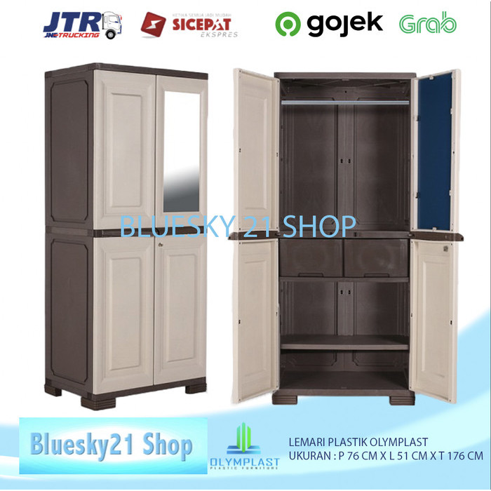 Lemari Pakaian Plastik Gantung Rak Cermin Olymplast OMC EGC - tanpa bubble