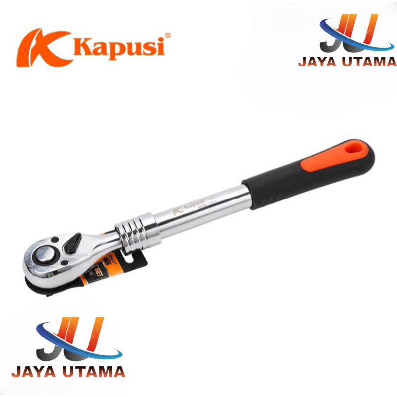 Kapusi Gagang Rachet 1/2” Chrome 72T HD Pegangan Kunci Sock Panjang Pendek