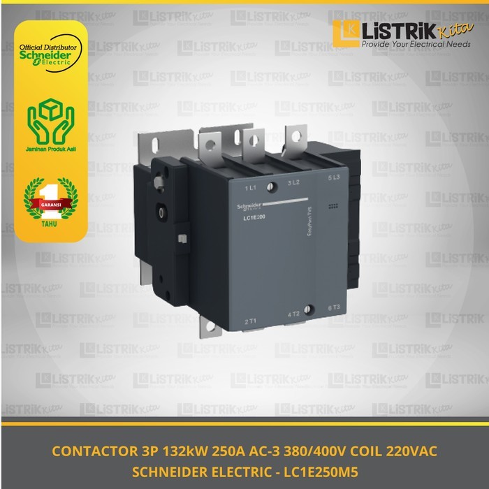 Kontaktor SCHNEIDER 3P 132kW 250A AC-3 380/400V COIL 220VAC