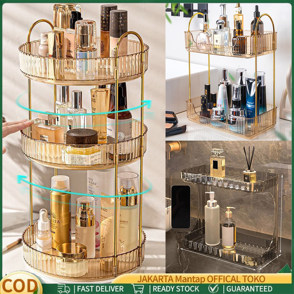 Rak Makeup Gold / Rak Gold / STAR / Rak Bumbu / Rak Dapur/ Rak Putar / Sea Lazy Rak Rotating 360"
