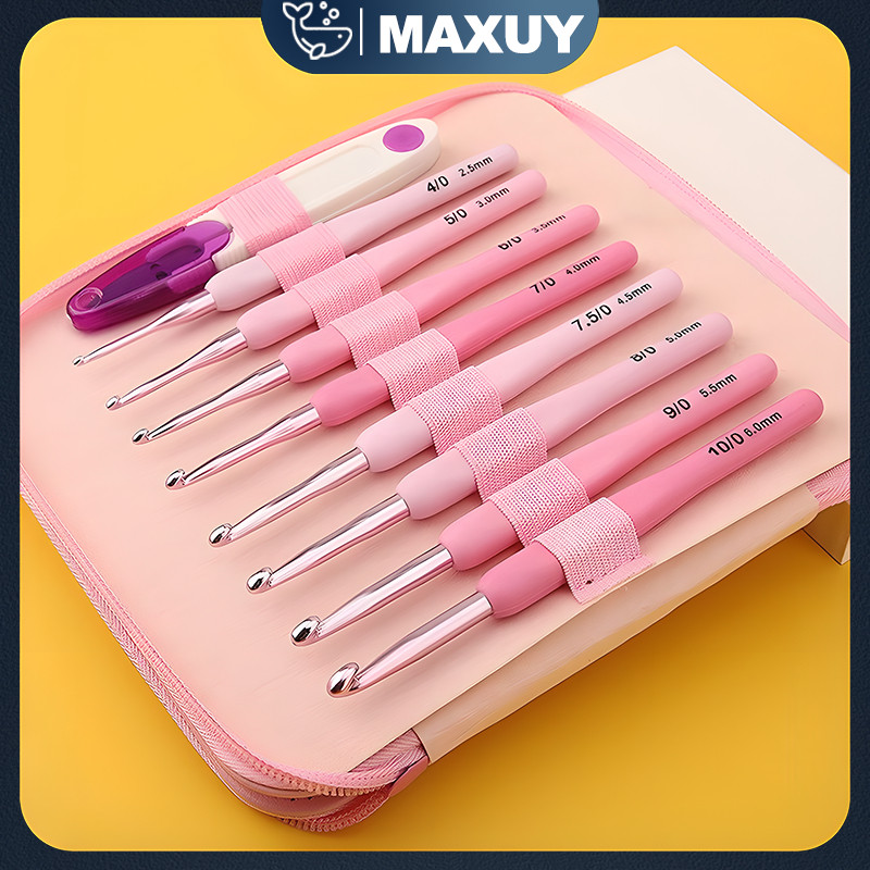 RINBAOW 9Pcs Set Hakpen/hakpen Rajut/hakpen Rajut 1 Set/hakpen Rajut Set Lengkap/crochet Hook/jarum 