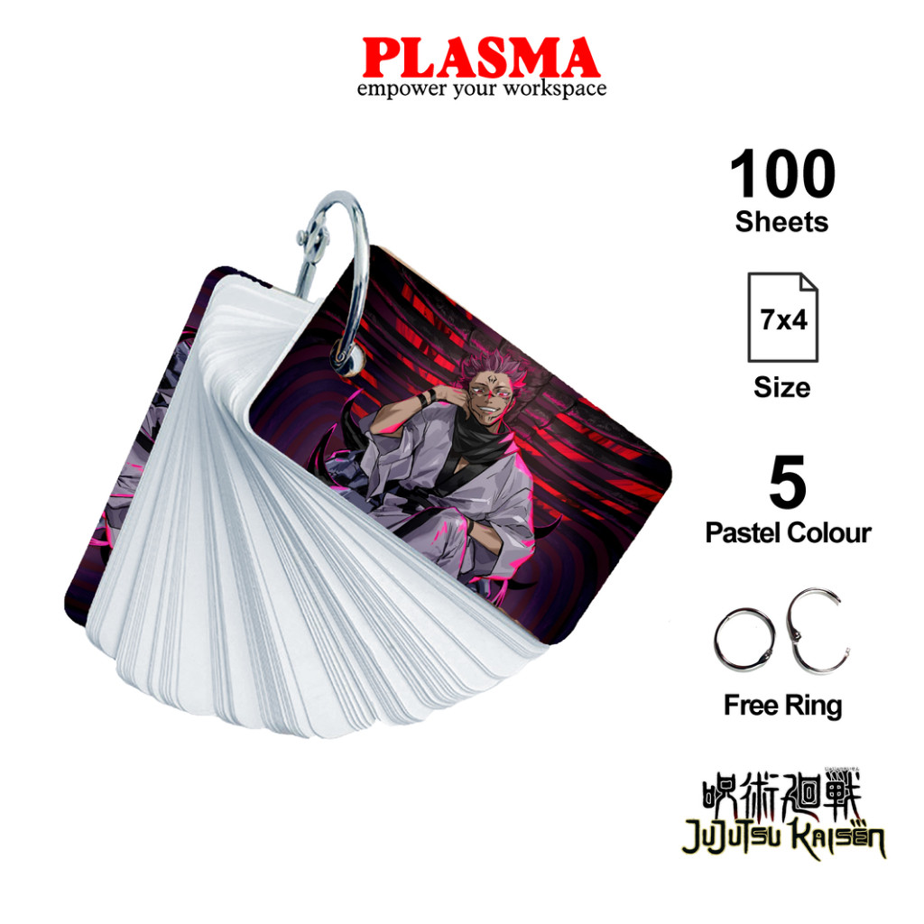 

PLASMA JUJUTSU KAISEN 100 Lembar FLASH CARD COVER Colour Paper Notebook Mini Warna Memopad note