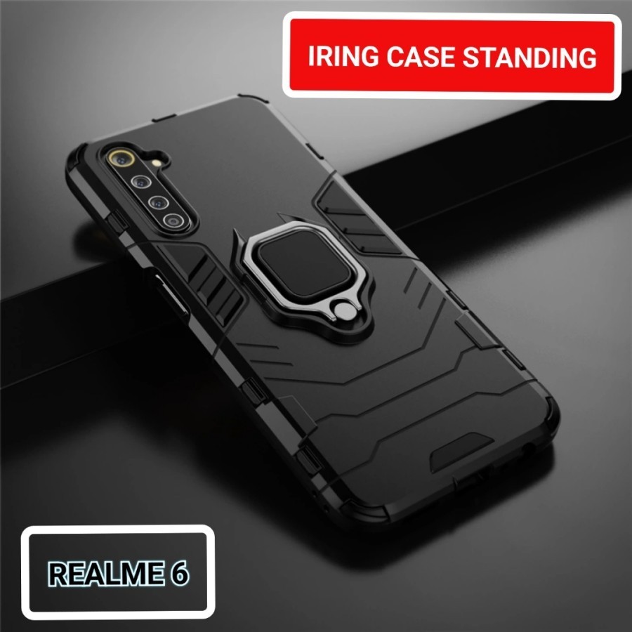 CASE REALME 6 / REALME NARZO IRING CASE ROBOT TRANSFORMER STANDING HOLDER