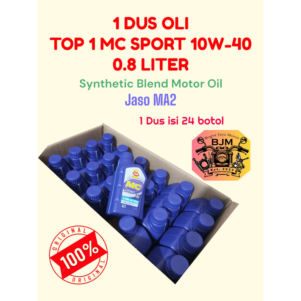 GROSIR 1 DUS ISI 24 BOTOL OLI TOP1 MC SPORT 10W-40 JASO MA2 800ML OLI MOTOR TOP 1 ORIGINAL MURAH OLI