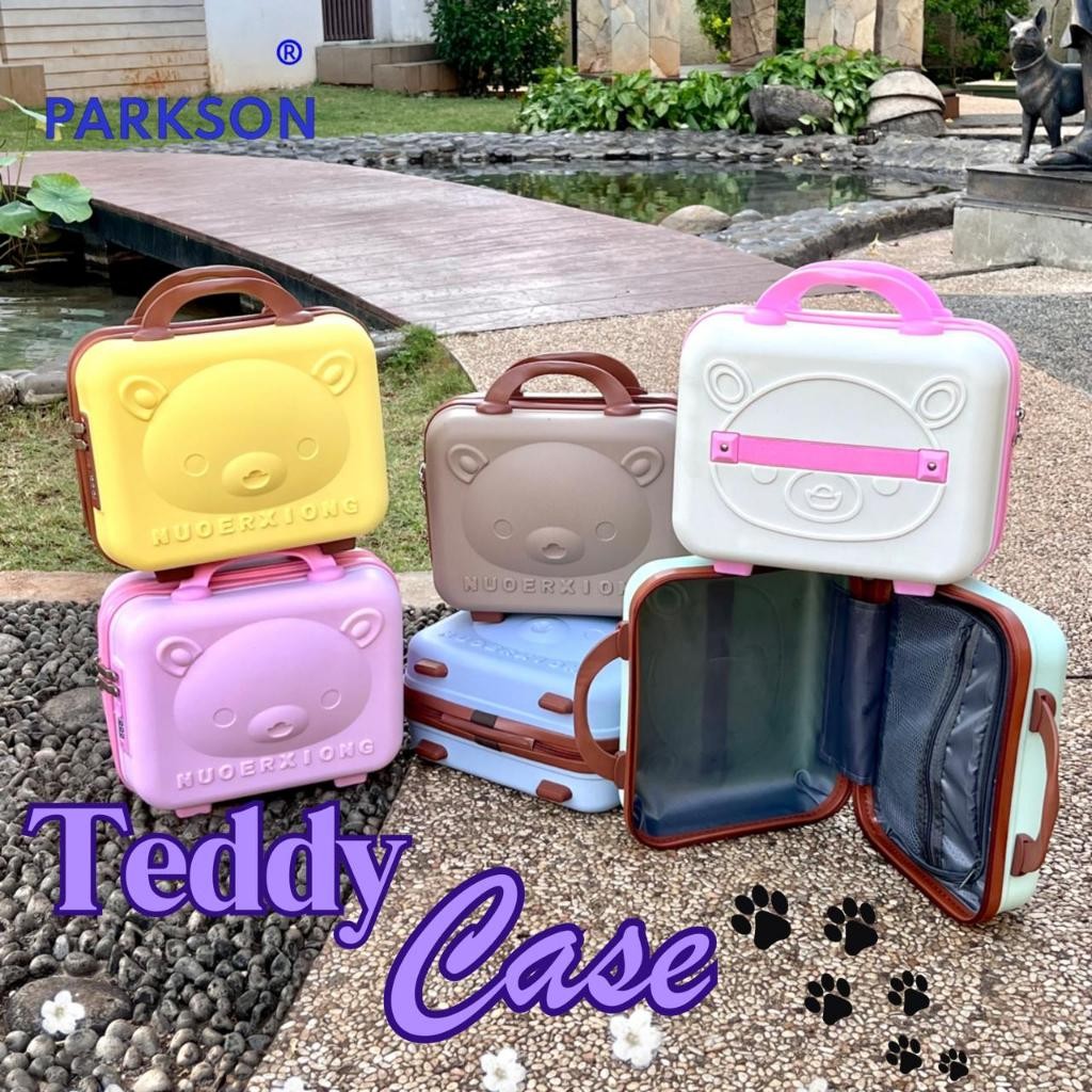 Beautycase Teddy Bear Case anak koper kecil tas kosmetik size 12inch dan 14inch tas baby koper makeu