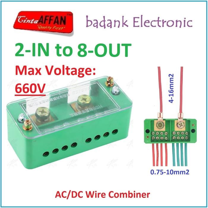 AC/DC Wire Combiner (2-IN to 8-OUT) Junction Box Solar Panel Surya