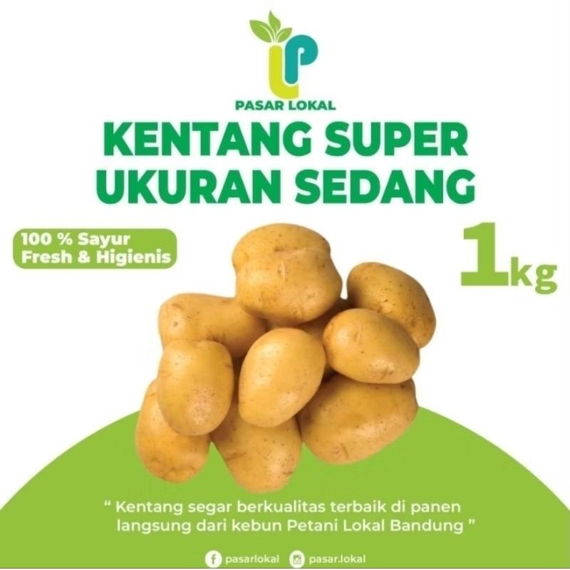

TERLARIS Kentang Super Segar Dieng Ukuran (Sedang 1kg)