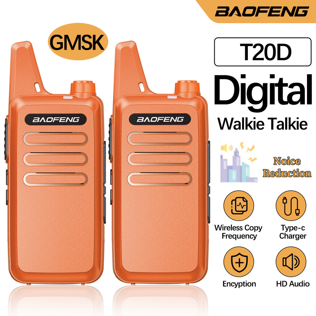 2/4PCS Baofeng BF-T20D Mini Walkie Talkie Portable UHF Type-C Charging GMSK Digital Analog Two Way R