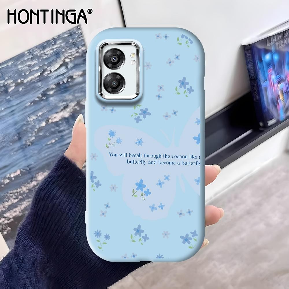 Hontinga Casing Hp Untuk OPPO A77 A77S A57 2022 5G Silikon Sofcase Cassing Softcase Butterfly Flower