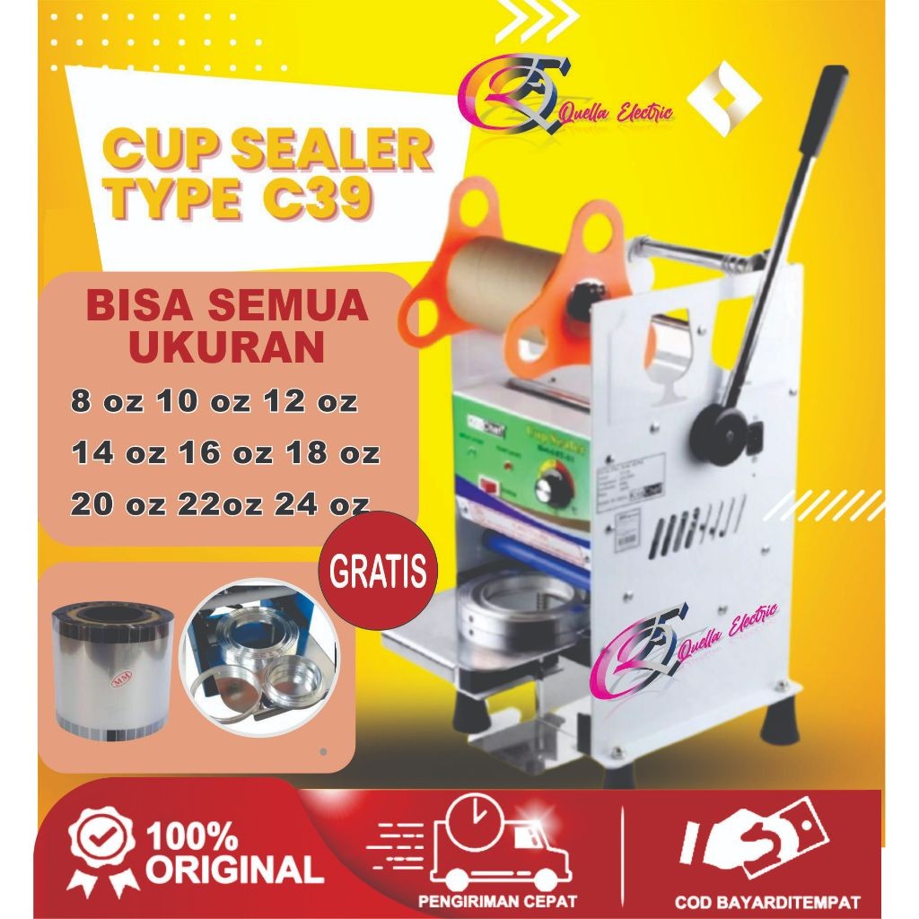 OMICKO C-39 mesin Cup Sealer semua ukuran AQUA GELAS 12 , 14 , 16 , 18 , 22 OZ
