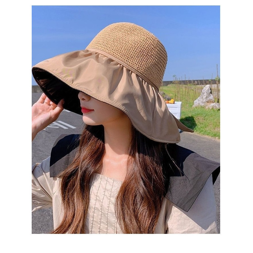 TOPI PANTAI VISOR LIPAT WANITA LEBAR / TOPI PANTAI ANTI UV / TOPI PANTAI KECE