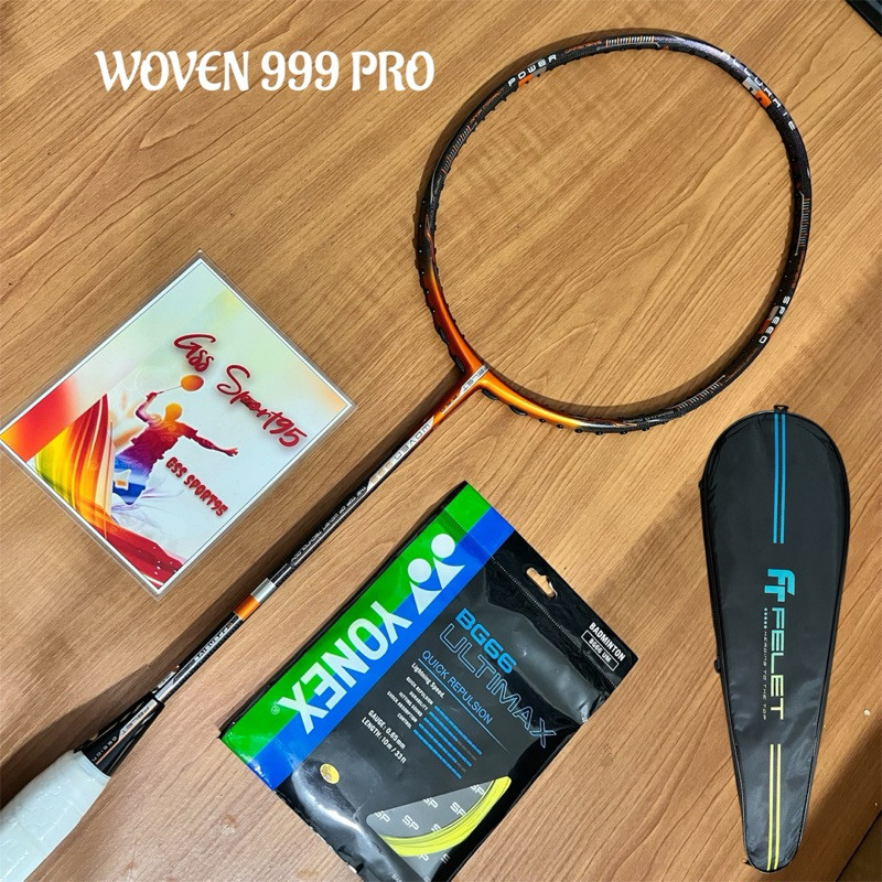 NEW RAKET BADMINTON BULU TANGKIS FELET WOVEN 999 PRO ORIGINAL PREMIUM