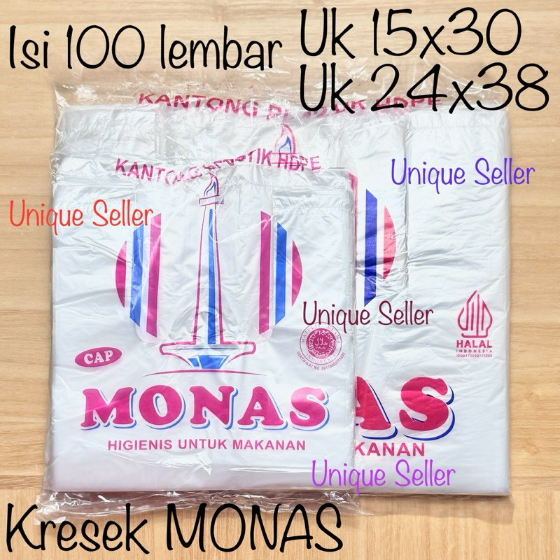 [Isi100] Kresek Transparan uk 15 24 MONAS / Kantong Kresek Transparan MONAS uk 15x30 24x38 / Kantong