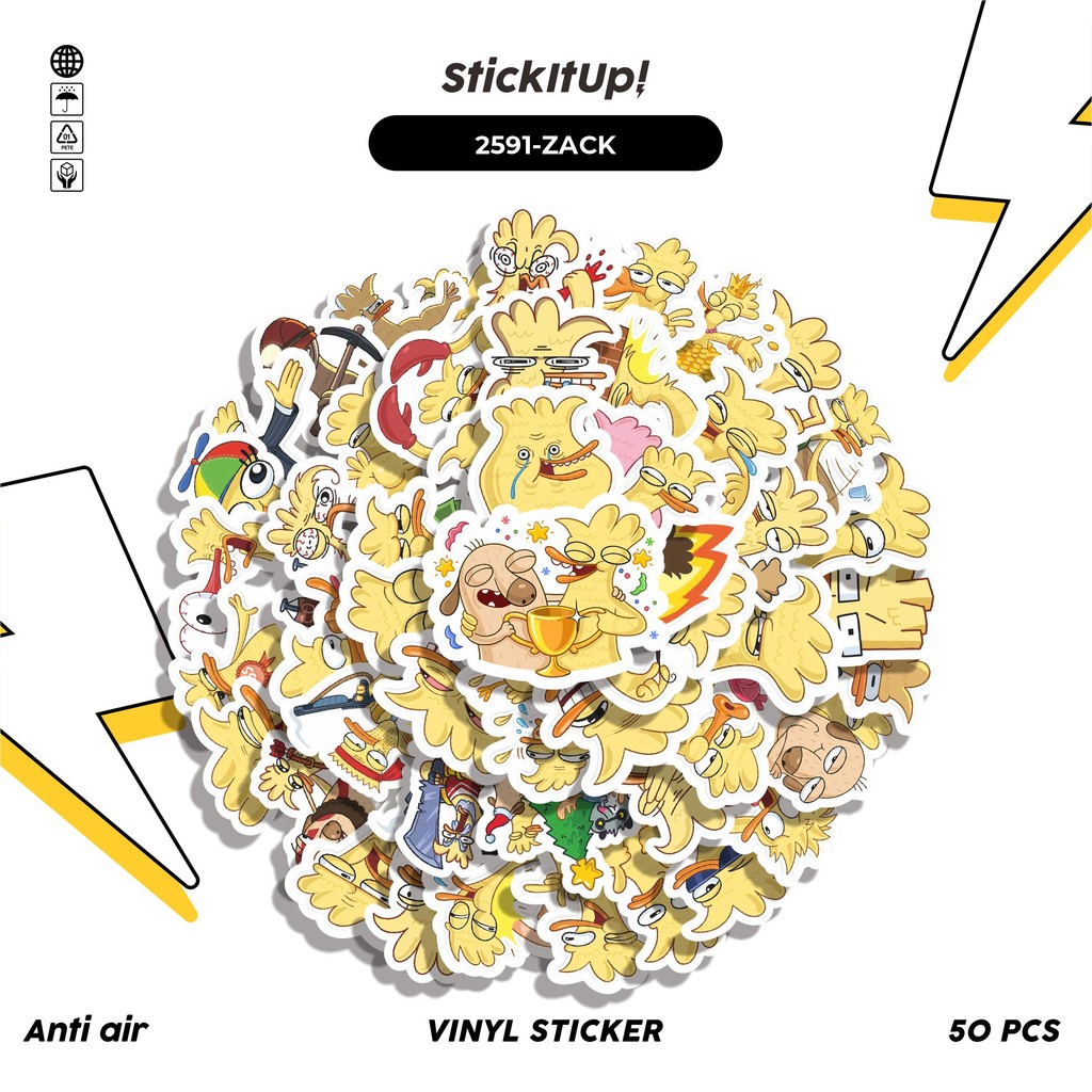 

COD✨ 50 Pcs Stiker Pack FUNNY CHARACTER ZACK THE DUCK Lucu Aesthetic Vynil Waterproof untuk Freebies Sticker Buku Journal Casing HP Laptop