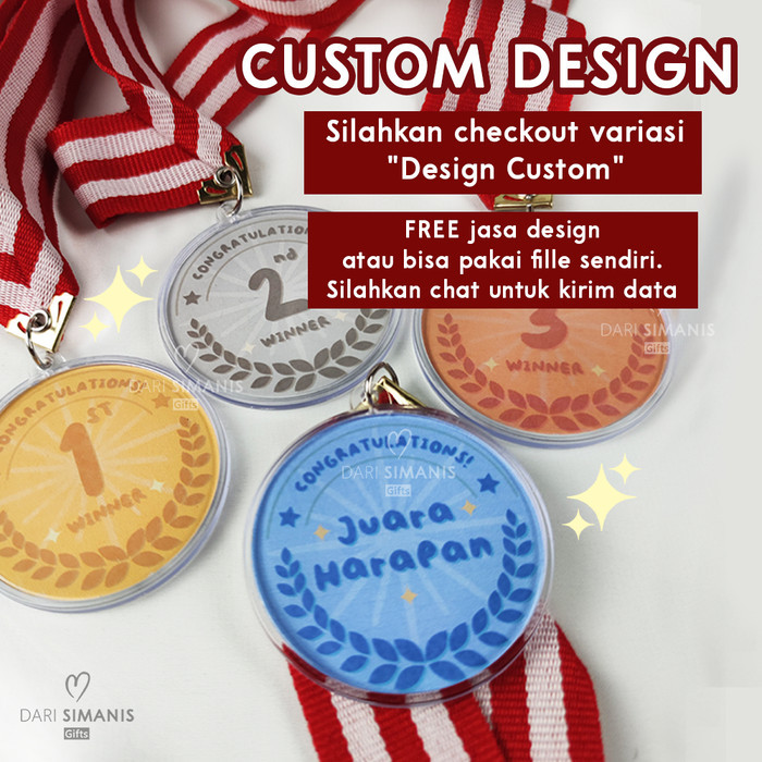 MEDALI JUARA LOMBA - juara satu dua tiga harapan custom medali akrilik - Juara 1, Tidak custom