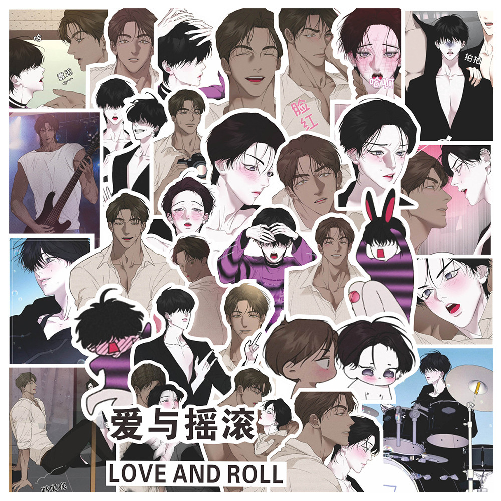 

10/30/60pcs Korean BL Manwha Love and Roll Graffiti Stickers Anime Decals Toys Decorative Diary Luggage Boys Lover Decor Gift