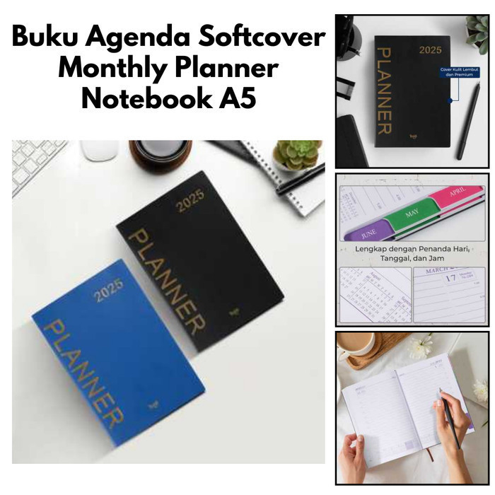 

GRSO Buku Agenda Softcover Monthly Planner Notebook A5 304 Halaman TCD23X