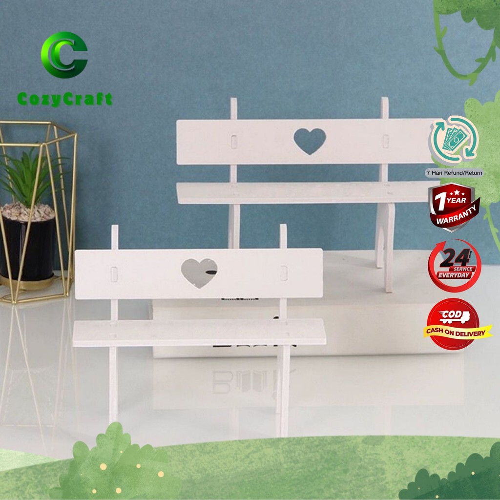 CozyCraft - Phone Holder Mini Bentuk Kursi Motif Love Stand Phone Holder Kayu Tempat Tatakan Holder 