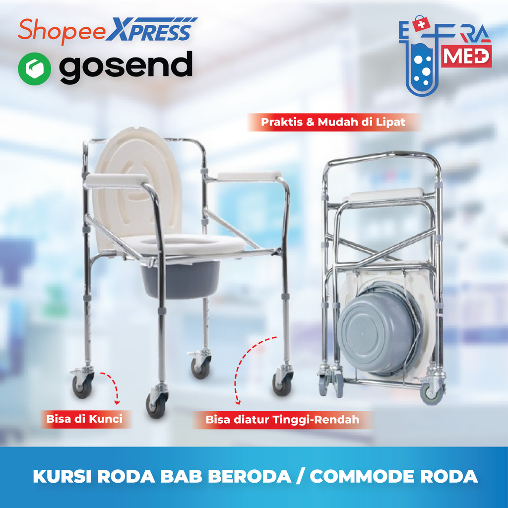 Kursi BAB dengan roda / Commode Beroda Merk Sellaco