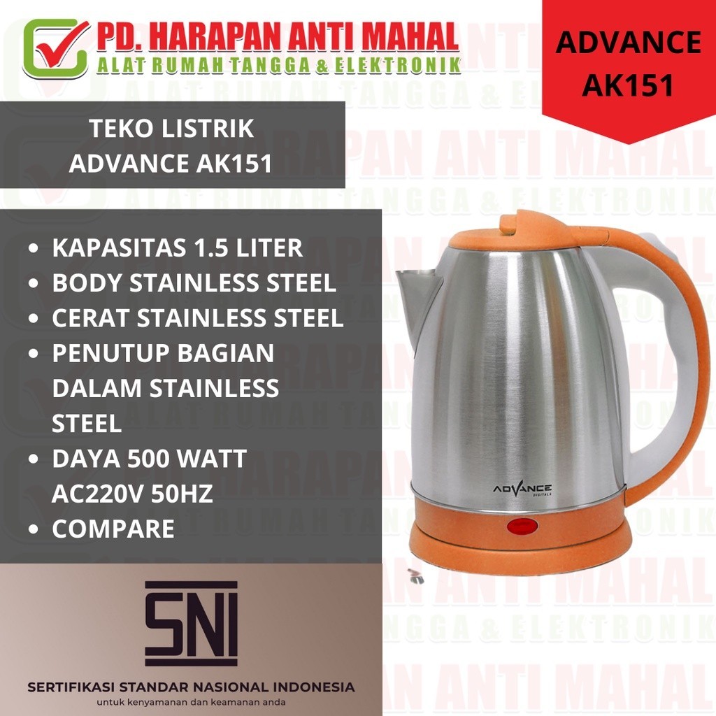 TEKO LISTRIK ADVANCE AK151,/ TEKO AIR ADVANCE AK151/ TEKO LISTRIK 2L ADVANCE AK151/ TEKO AIR PANAS L