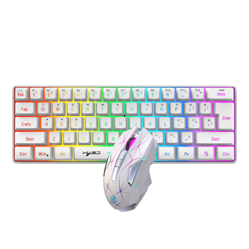 

60% Wireless Gaming Keyboard and Mouse Combo, RGB Backlit Quiet Ergonomic Mechanical Feeling Keyboard, Gaming Mouse for Desktop