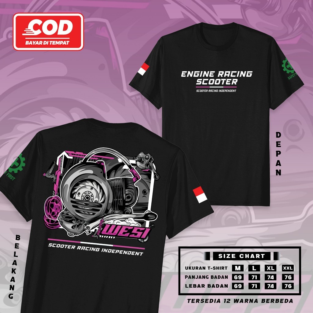 KAOS DISTRO MOTIF WANI SCOOTER INDEPENDENT - SERI OTOMOTIF KAOS KEKINIAN  TERBARU BAJU PRIA DAN WANI