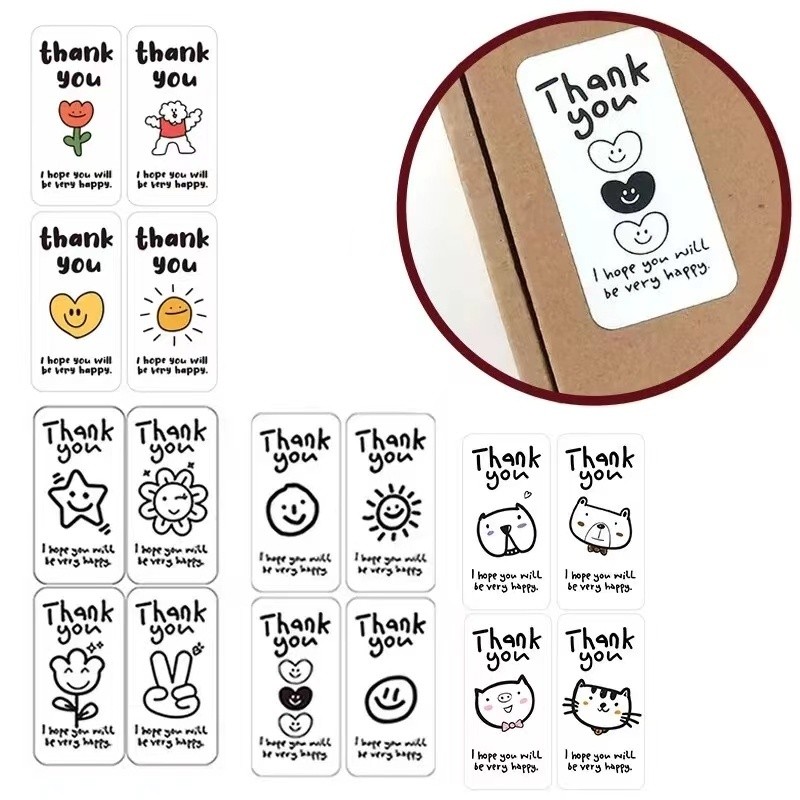 

100 lembar - stiker label pesanan terima kasih/stiker segel kotak hadiah terima kasih